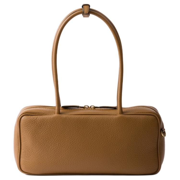 Средняя женская сумка через плечо из телячьей кожи Caramel PRADA, basic set (bag+dust bag) — фото 3