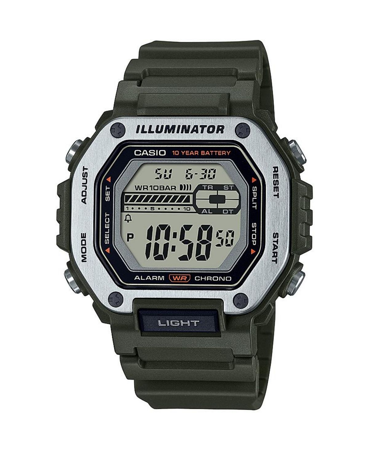 

Мужские цифровые часы из зеленой смолы, 47,2 мм, MWD110H-3AV Casio