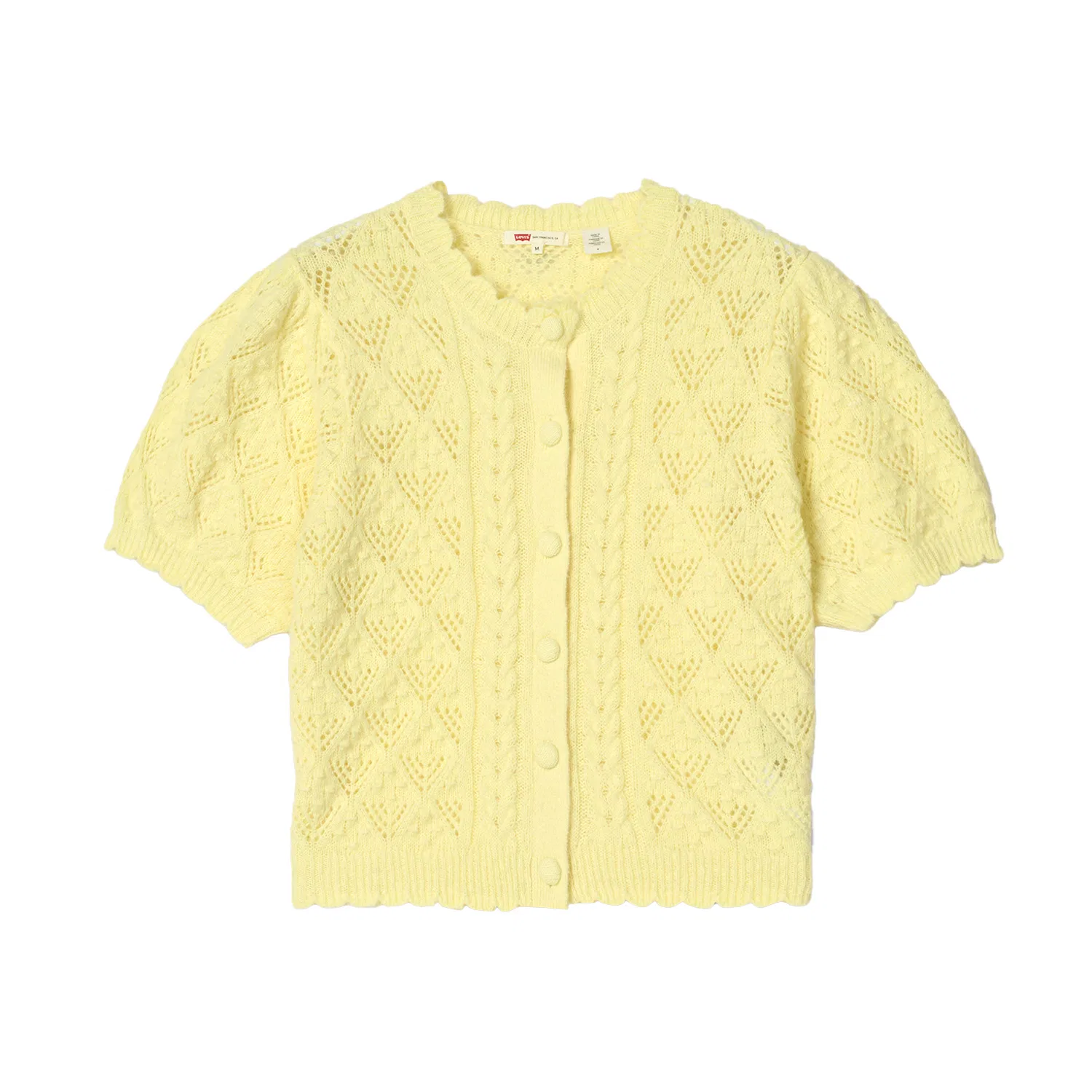 Кардиган женский тонкий с круглым вырезом, желтый, трикотажный Levis, Yellow