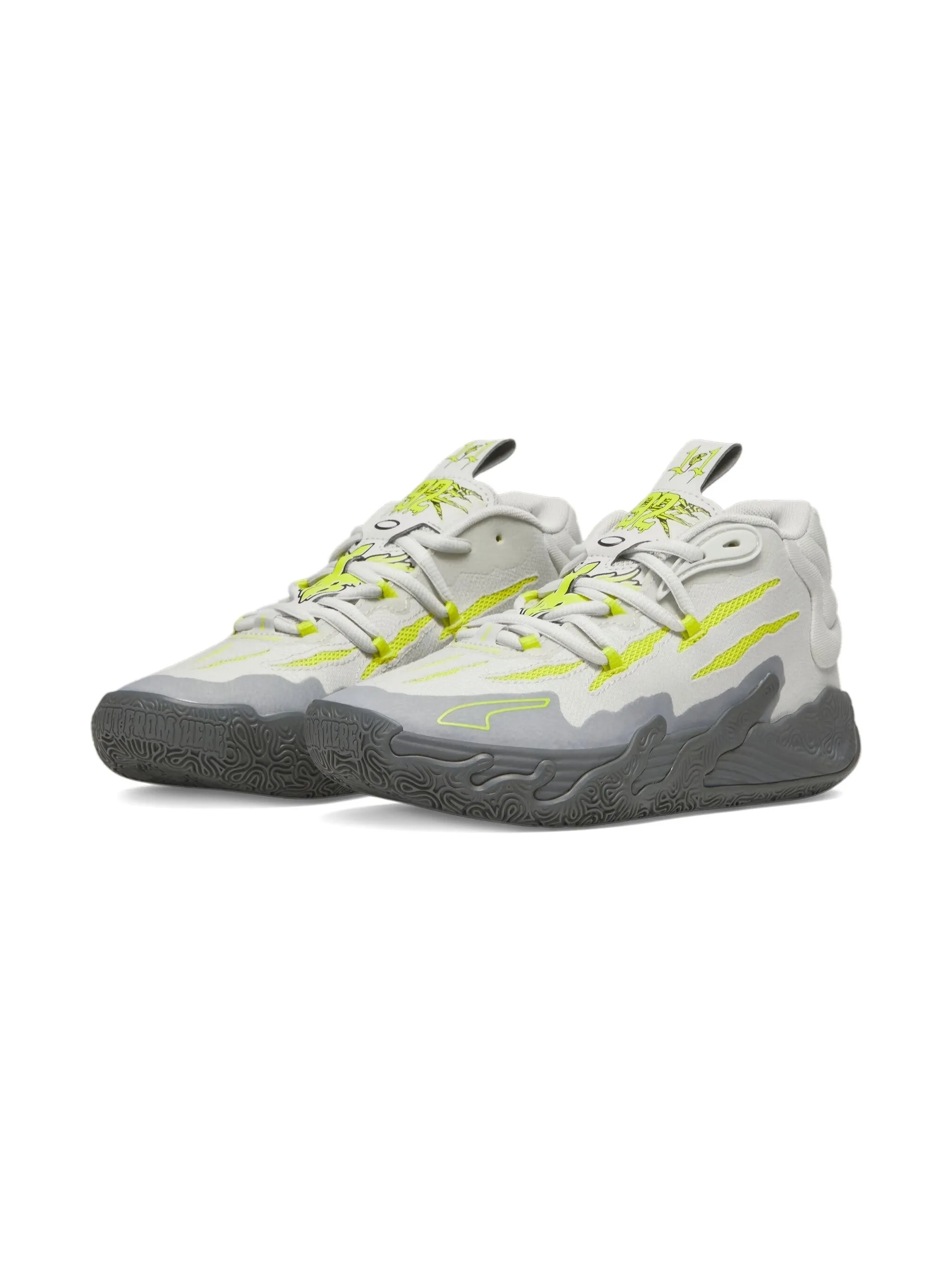 Кроссовки MB.03 Feather Grey/Lime Smash Puma Kids, белый — фото 2
