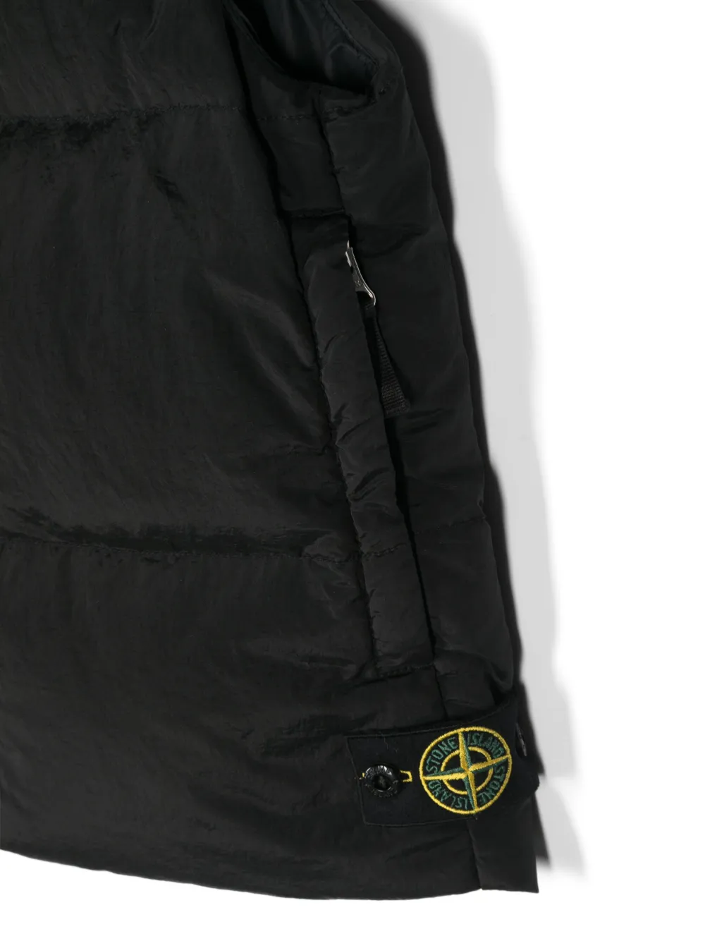 Дутый жилет с нашивкой-логотипом Stone Island Junior, черный — фото 3