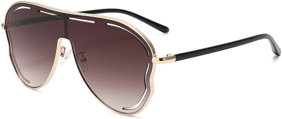 

Женские солнцезащитные очки с большой оправой и полыми линзами, солнцезащитный козырек, для путешествий и вождения на открытом воздухе, с защитой от УФ-излучения, модель 2025 года PRSTNN, Gold Double Tea