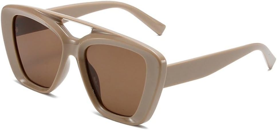 

Ретро-солнцезащитные очки «кошачий глаз» с двойной перемычкой, модные градиентные оттенки для женщин и мужчин с защитой от УФ-излучения UV400, матовые солнцезащитные очки конфетных цветов SKFGNX, Khaki Tea