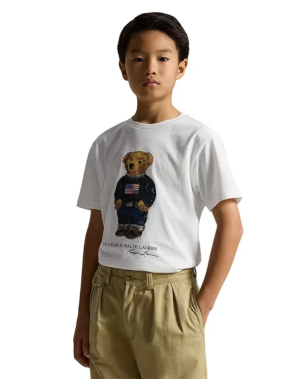 Хлопковая футболка Polo Bear - для детей постарше Ralph Lauren, White — фото 3