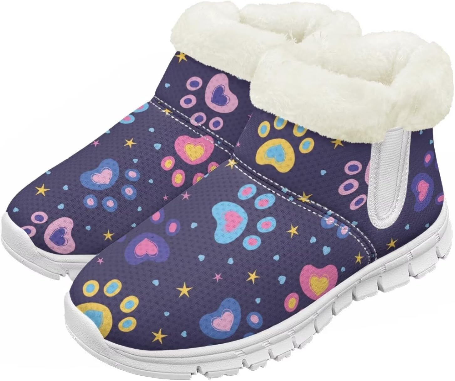 

Pzuqiu Зимние ботинки для девочек и мальчиков, ботильоны для детей с теплым мехом, противоскользящие, для прогулок, белая подошва