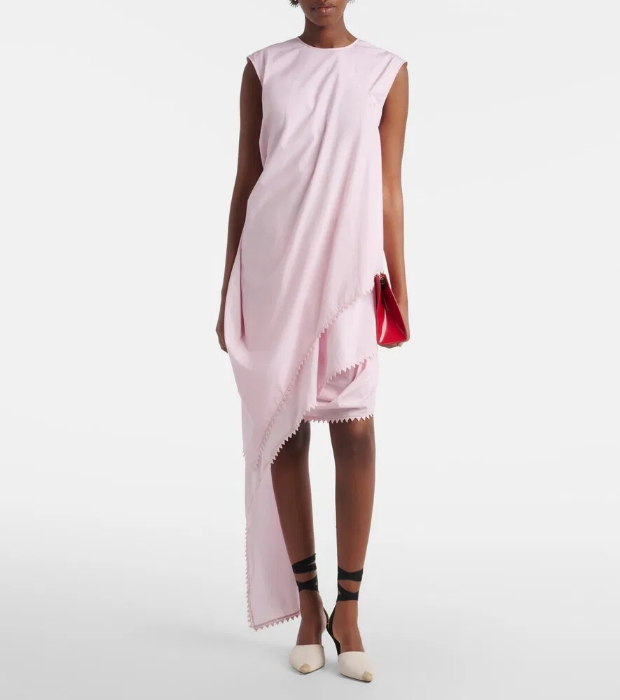 Асимметричное мини-платье из хлопкового поплина Traversin Jacquemus, розовый — фото 2