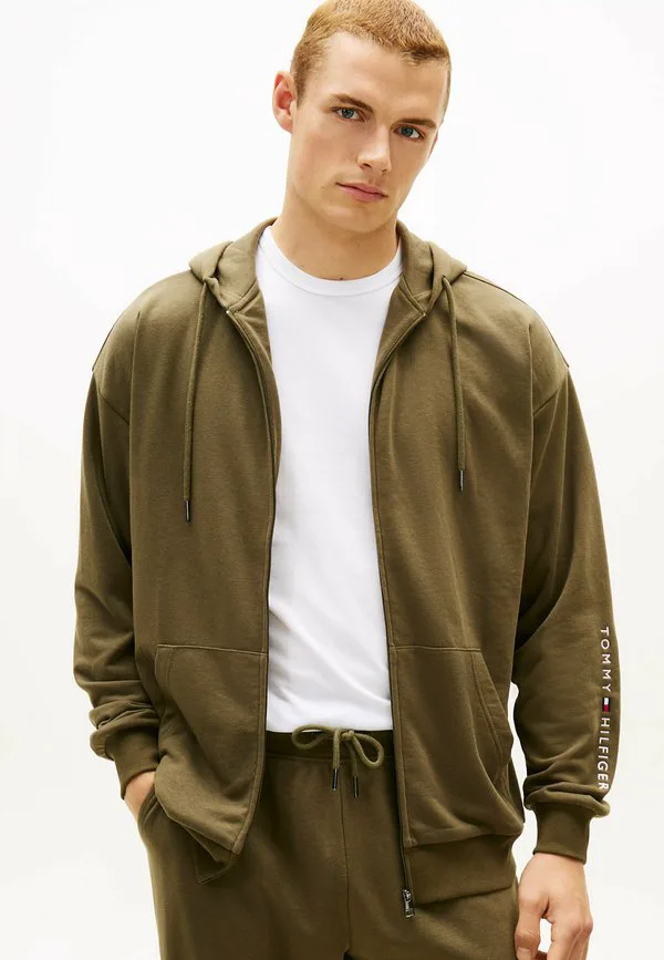 Оригинальная толстовка на молнии для отдыха. Tommy Hilfiger, Platinum Olive
