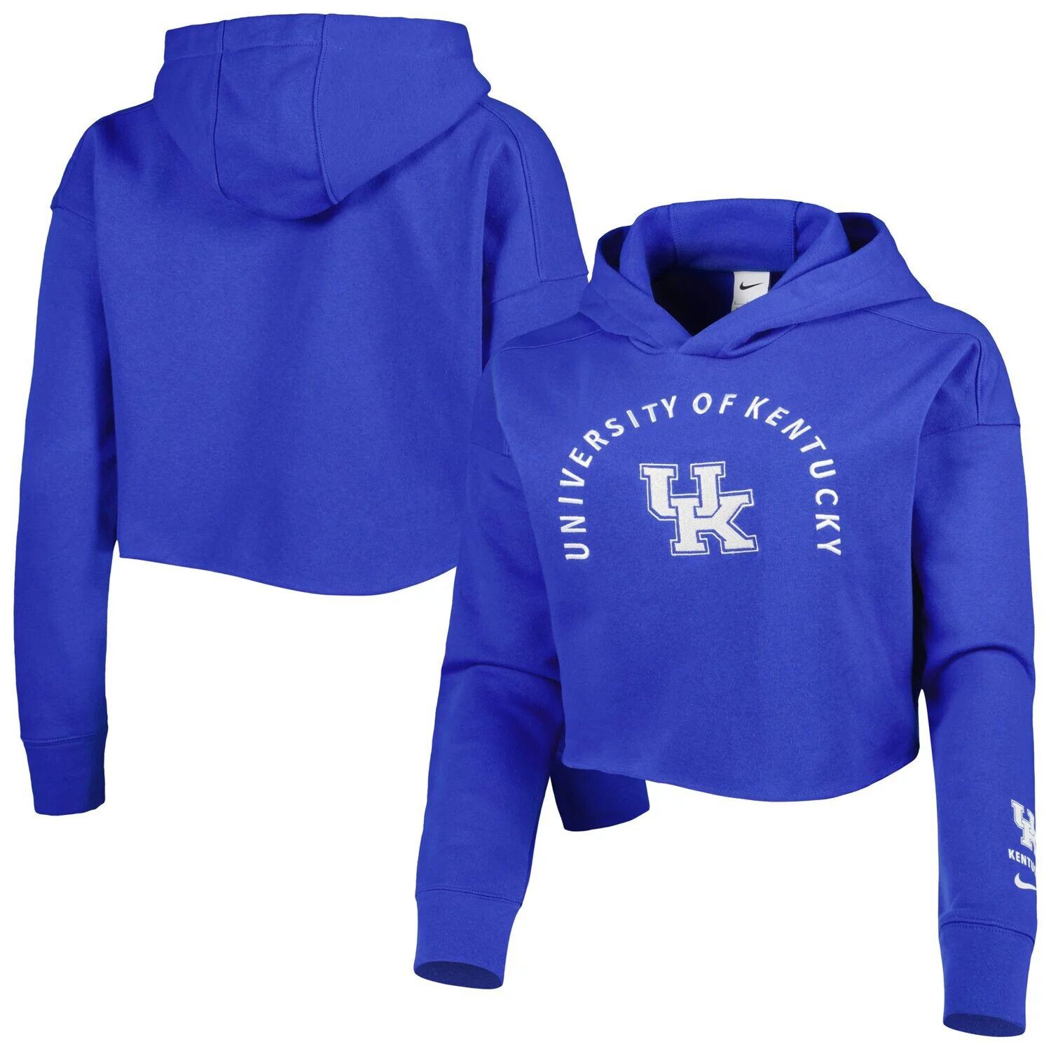 

Женский укороченный пуловер с капюшоном Nike Royal Kentucky Wildcats 2-Hit Nike
