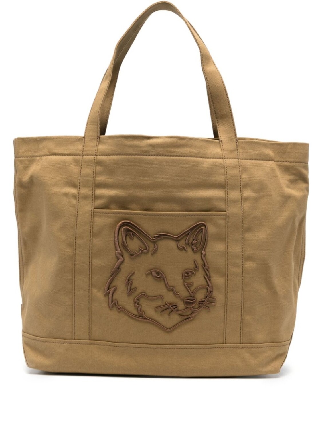 

Maison Kitsuné большая сумка-тоут Fox Head, коричневый