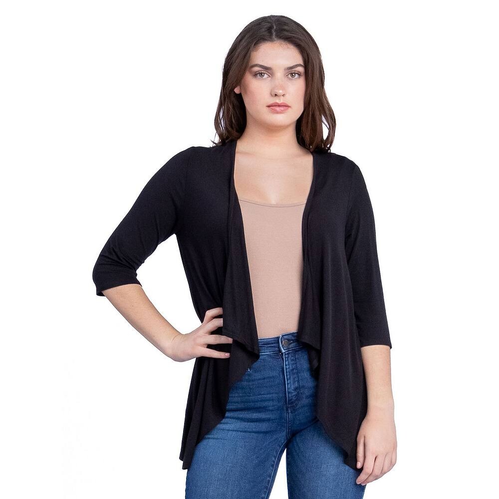 

Женский открытый кардиган с рукавами до локтя 24Seven Comfort Apparel, черный