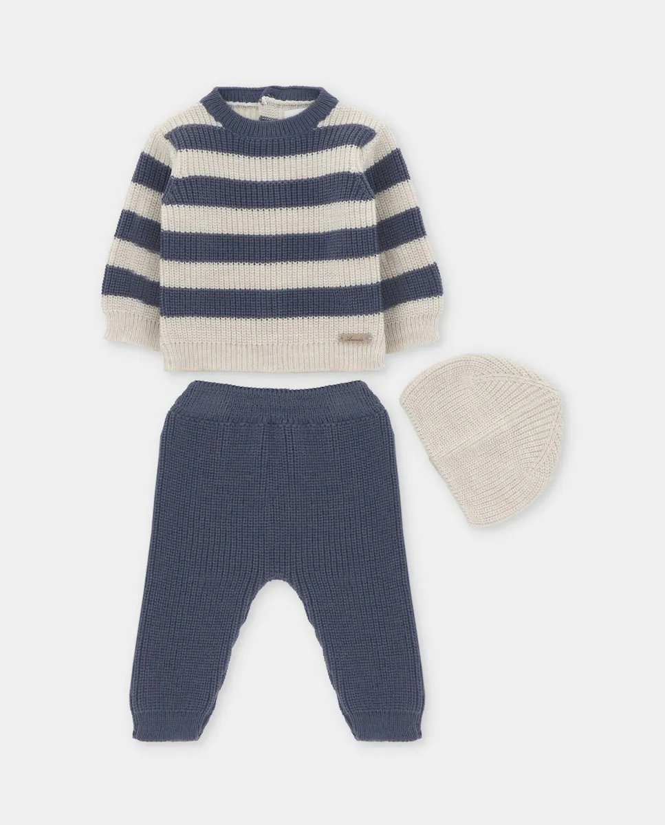 

Детский комплект из 3 предметов вязаный, темно-синего цвета Martín Aranda