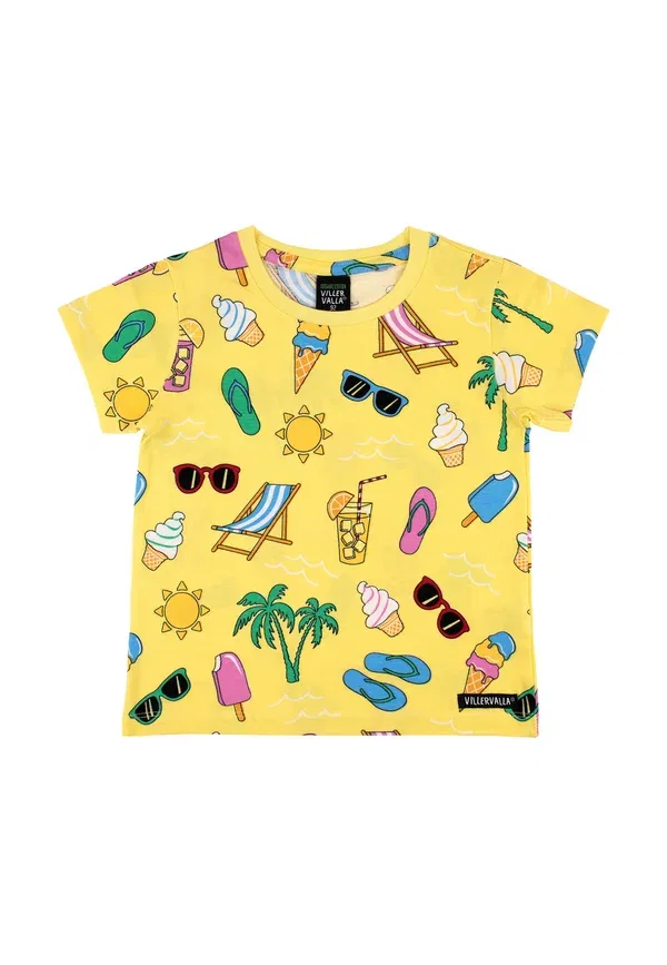 Футболка Villervalla 0143mra print t-shirt, летний день светло-банановый