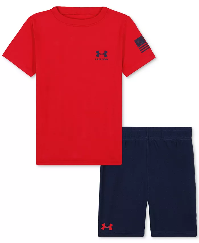 

Комплект футболки с логотипом и шорт для мальчиков Toddler Boys & Little Boys Under Armour, красный