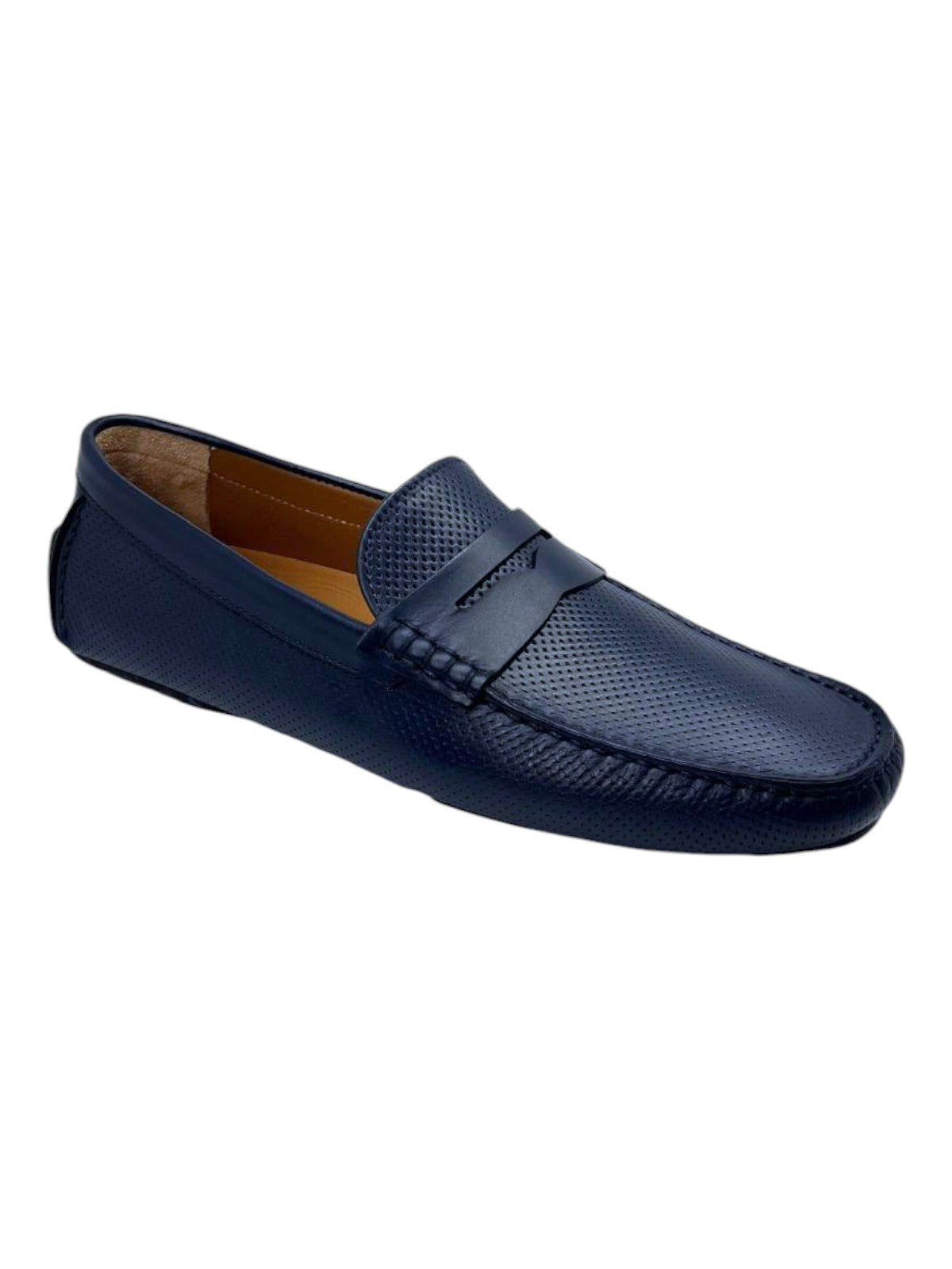 

Bally Warno 6220105 Мужские темно-синие перфорированные лоферы из кожи