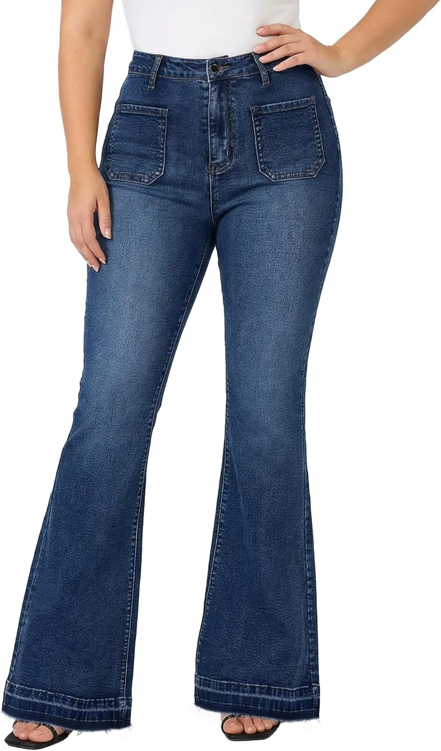 

Roswear Bell Bottom джинсы для женщин High Waist Stretchy