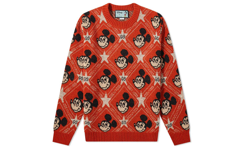 GUCCI X Disney Микки Маус Джемпер Жаккард Оранжево-красный — фото 2