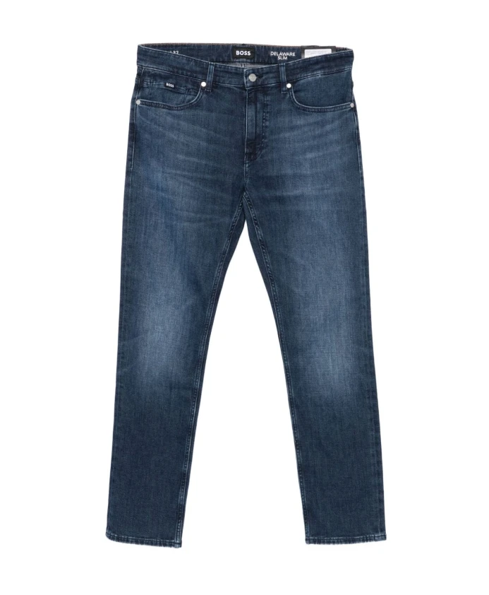 

Синие джинсы с логотипом и нашивкой. Hugo, синий