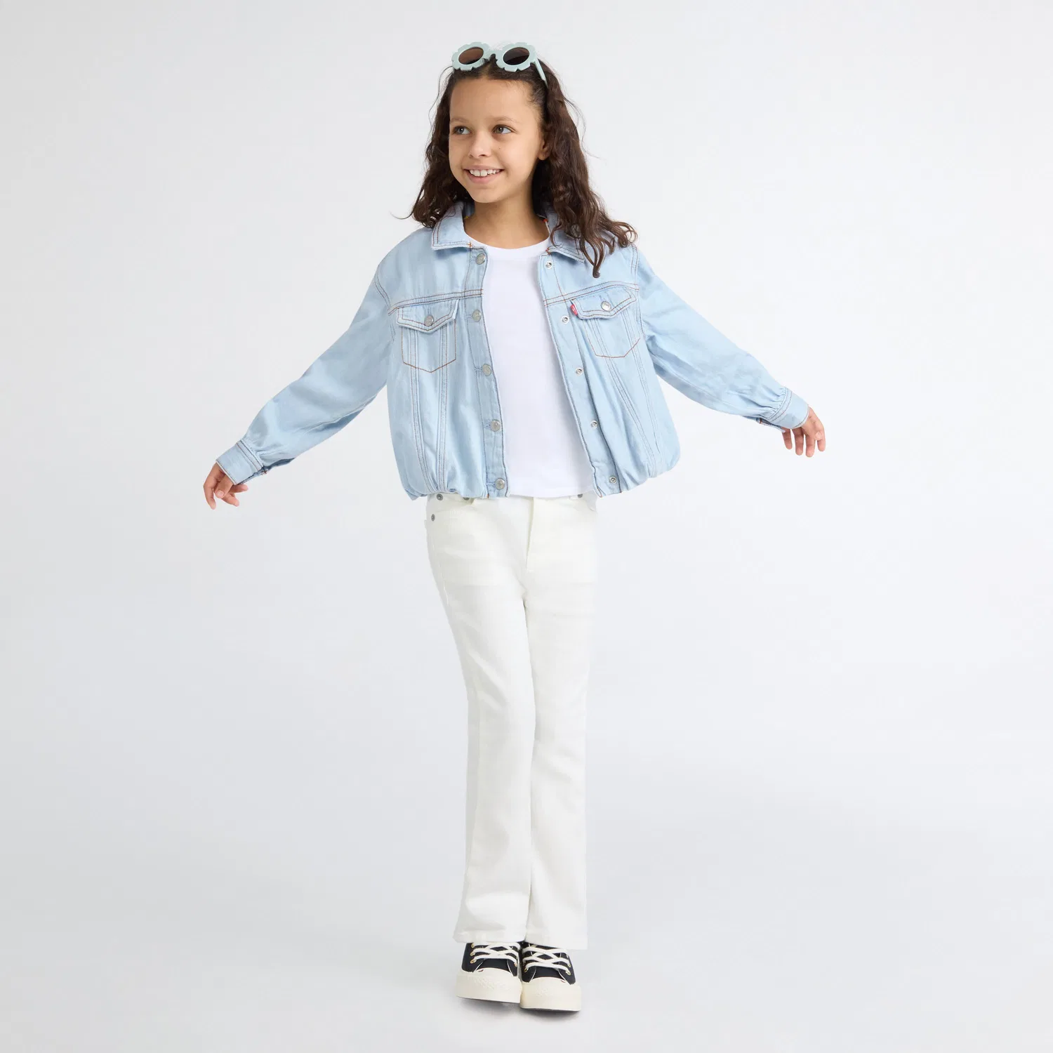 Джинсовая куртка-тракер Bubble Denim для девочек 4-6 лет Levi's, Light Wash