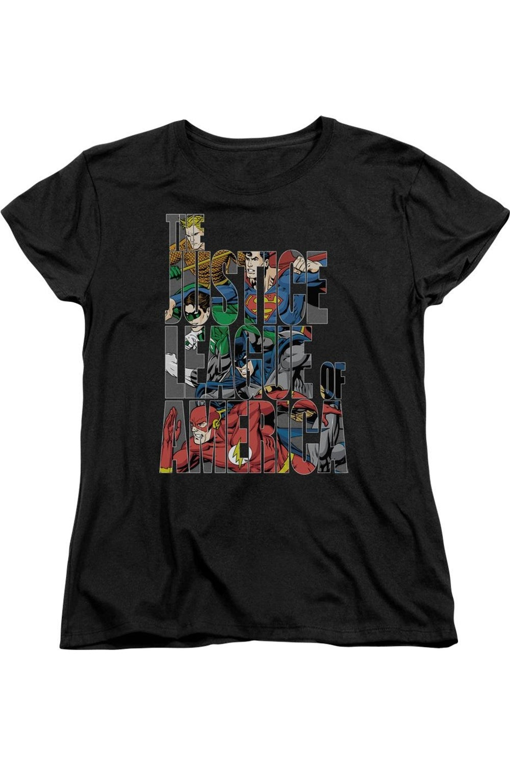

Женская футболка с коротким рукавом «Лига Справедливости Америки» Gildan, черный