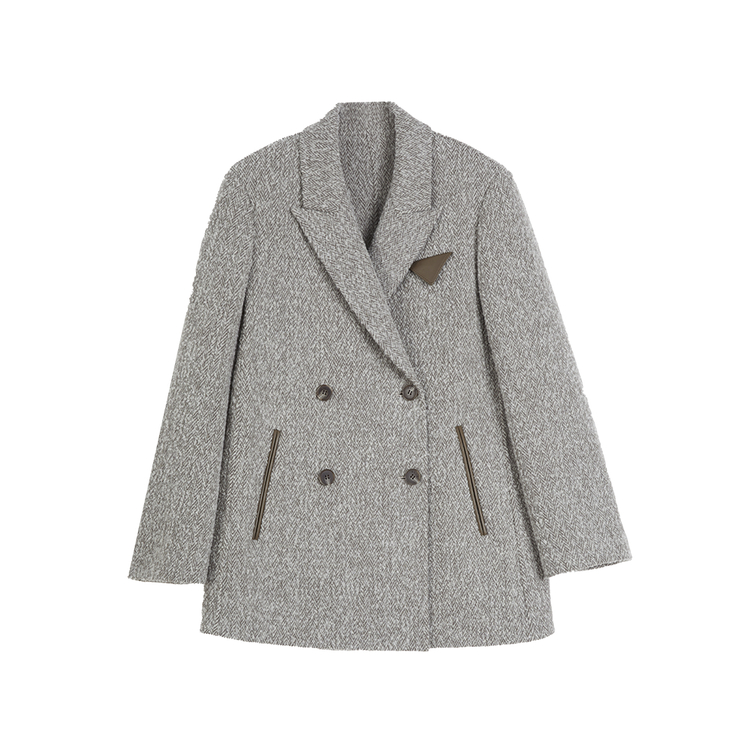 

ELLE Пальто женское серо-зеленое с воротником-стойкой