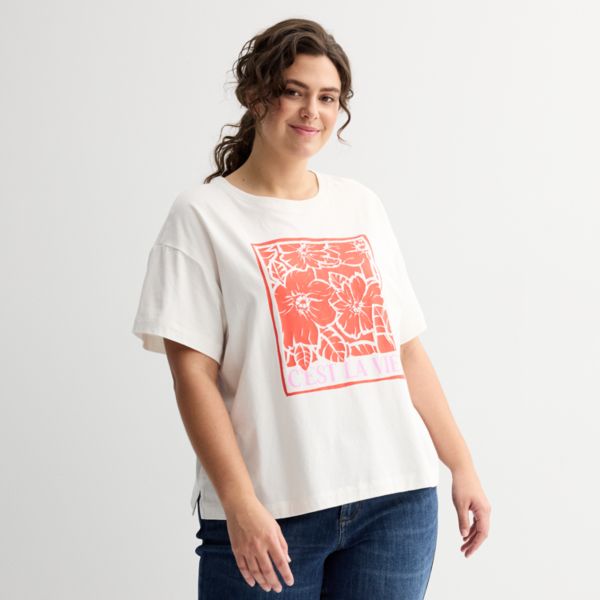 

Футболка свободного кроя больших размеров Sonoma Goods For Life, цвет red floral graphic
