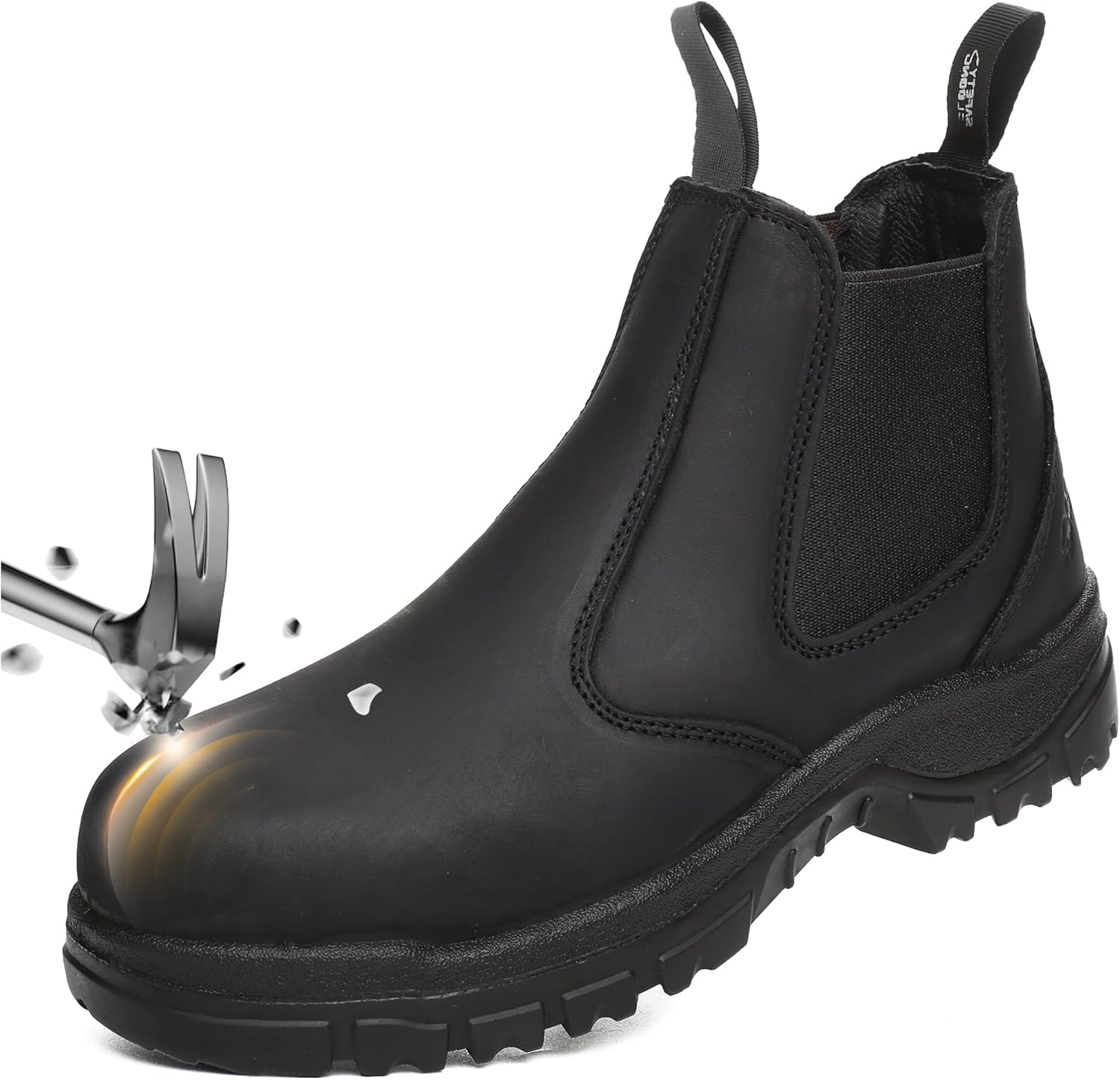 

Ботинки слипоны для мужчин и женщин, композитный носок, комфортные, кожаные, стойкие к истиранию и проколам, с противоскользящей подошвой, модель Chelsea Safety Loong, черный