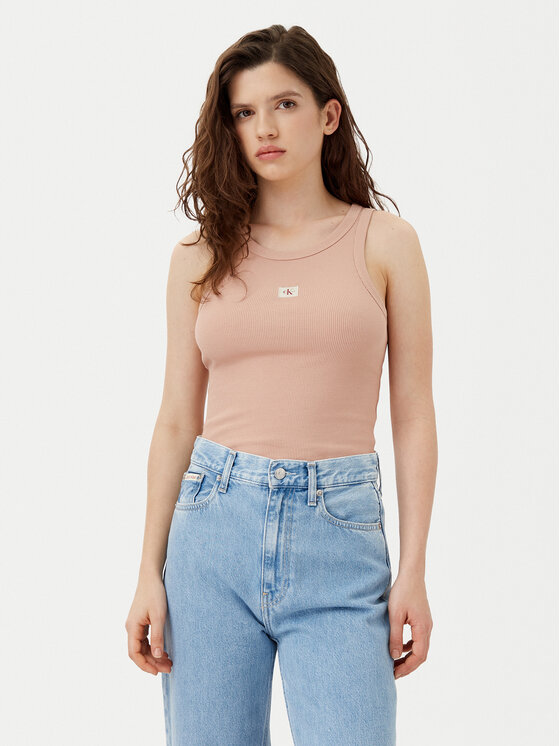 

Топ облегающего кроя J20J224762 Calvin Klein Jeans, оранжевый