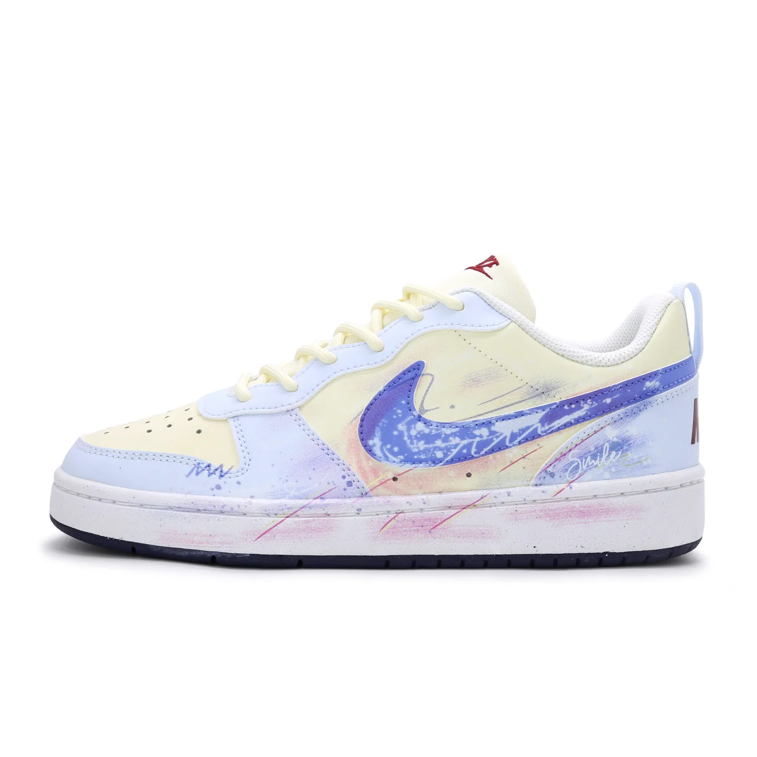 Nike Court Borough Radiant Smile Like Spring Synthetic Leather, Leather Skateboard Shoes Pink White Blue Yellow GS — фото 3