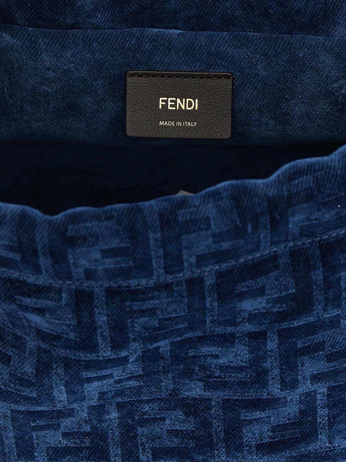 Рюкзак из джинсы с флокированным узором FF FENDI, синий — фото 4
