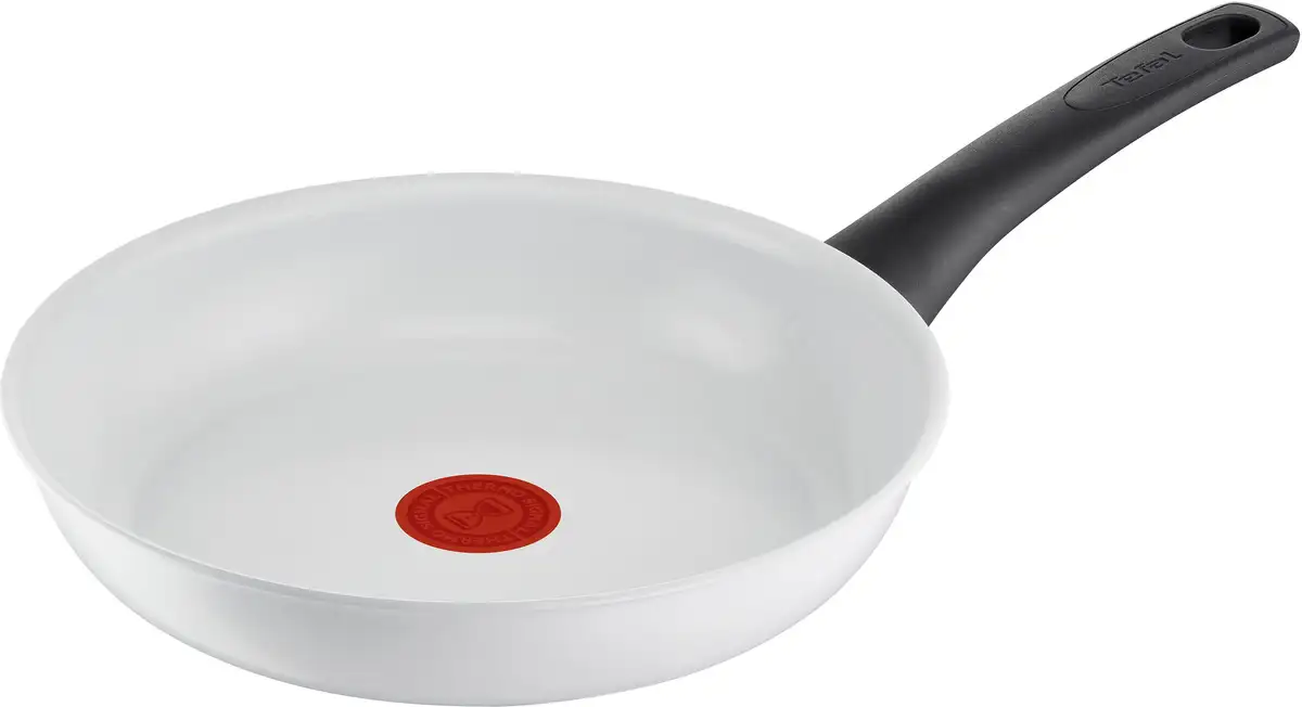 

Сковорода Tefal "Ceramic Control", алюминий, надежное керамическое уплотнение, термосигнал, все виды плит, индукция Ø 24 см + высота 5 см, белый