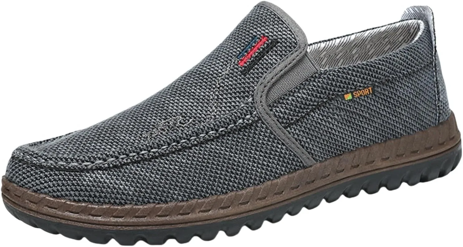 Мужские кроссовки Generisch Trainers из ткани, летние, дышащие, без шнурков, удобные, спортивные, легкие, с толстой подошвой, амортизирующие, для бега на открытом воздухе, для тренировок, размеры 39-44, серый