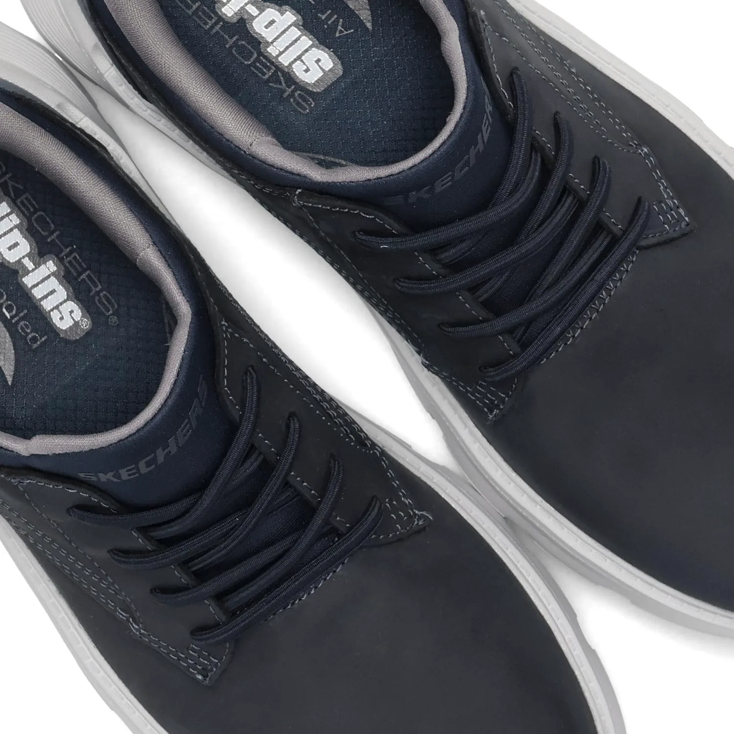 Мужские кроссовки Skechers USA Arch Fit Garza - Langston с закругленным носком, кожаным верхом и шнуровкой, темно-синий — фото 3