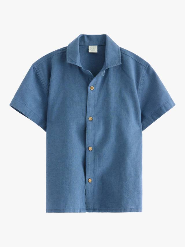 

Детская рубашка с коротким рукавом из хлопка и льна Lindex, Dusty Blue