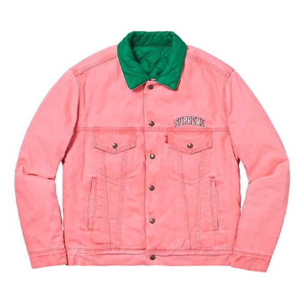 

Куртка fw18 x levs quilted reversible trucker jacket pink Supreme, розовый