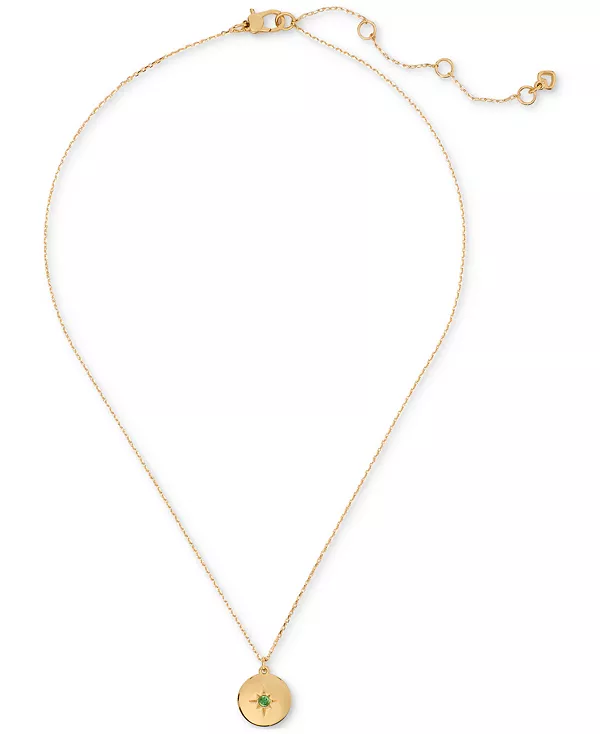 

Ожерелье с круглой подвеской золотистого цвета с искрами, 16 дюймов + удлинитель 3 дюйма Kate Spade New York, green/gold