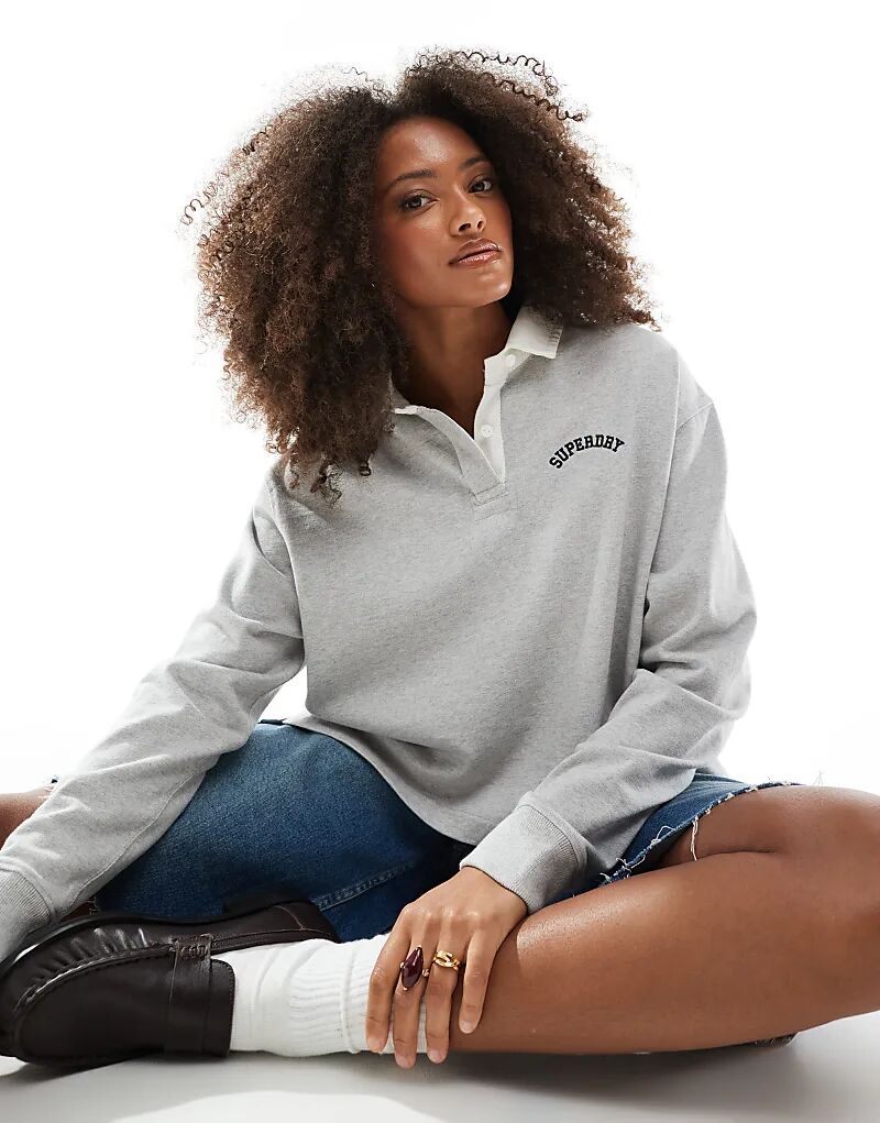 

Футболка-регби Superdry Athletic essentials с графическим принтом в цвете «ледниково-серый меланж»