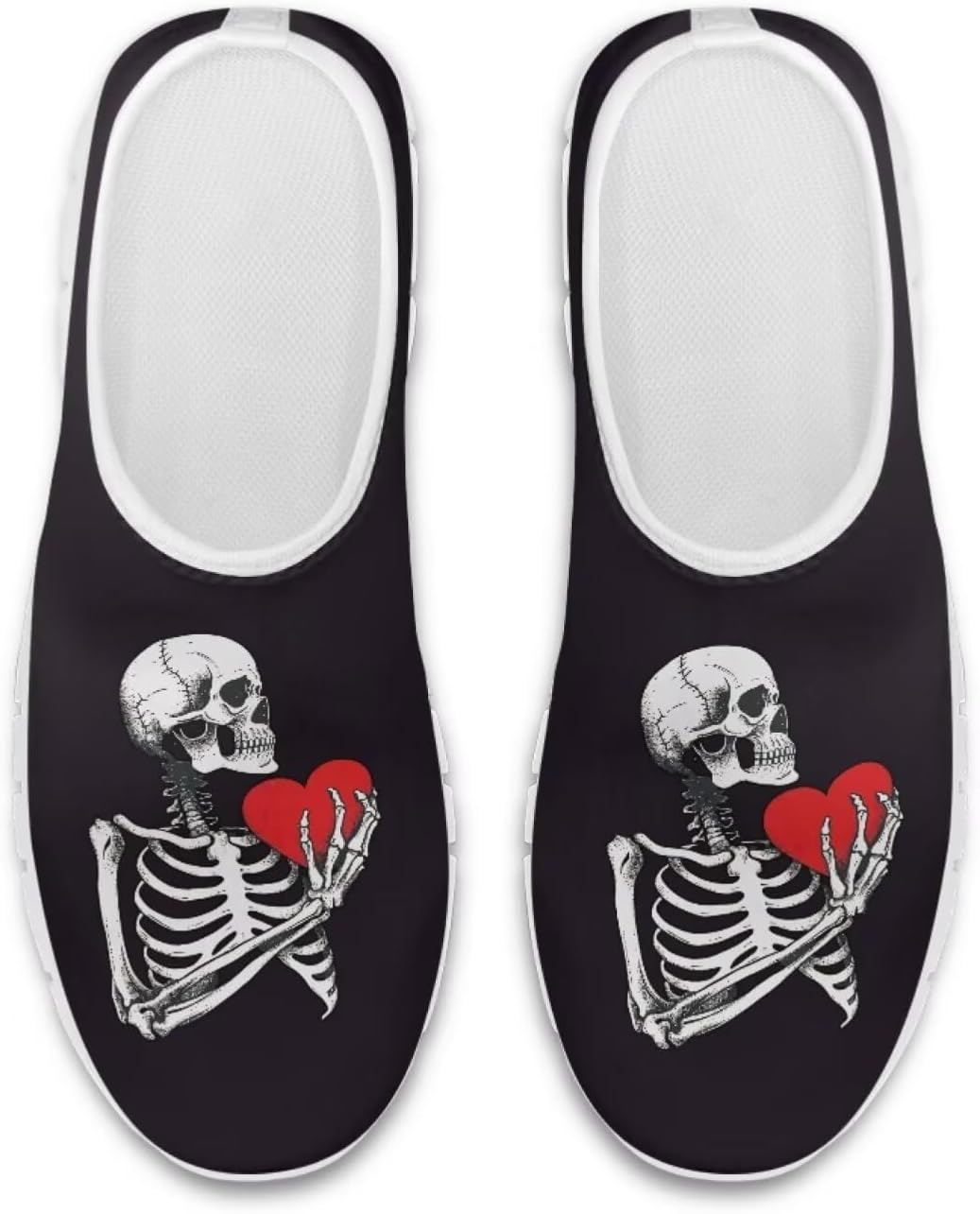 

Слипоны Chaqlin с черепом, низкие кеды, удобные мягкие сетчатые теннисные кроссовки для женщин и мужчин, для тренировок, с возможностью надевания без рук, Skeleton Love