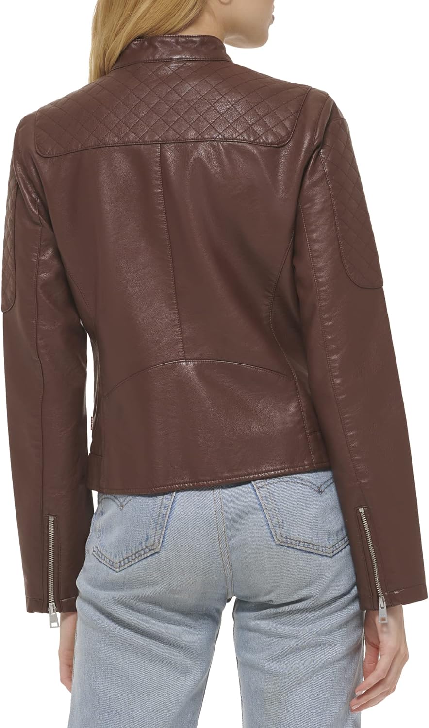 Женская куртка для мотокросса Levi's из искусственной кожи (стандартная и плюс), Dark Brown — фото 2