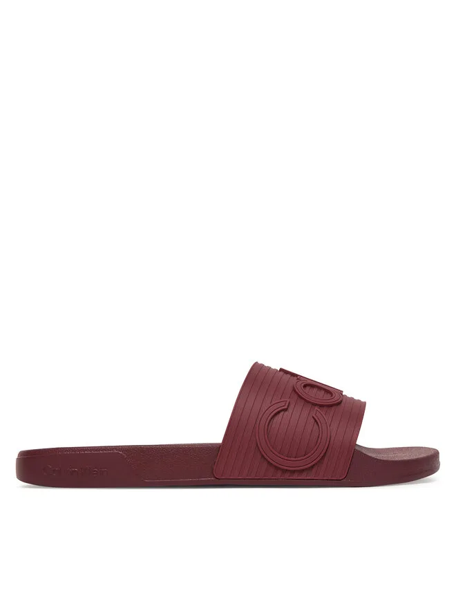 Calvin Klein Мюли Nemo - Contoured Emblem Logo Sliders HM0HM02113, темно-красные