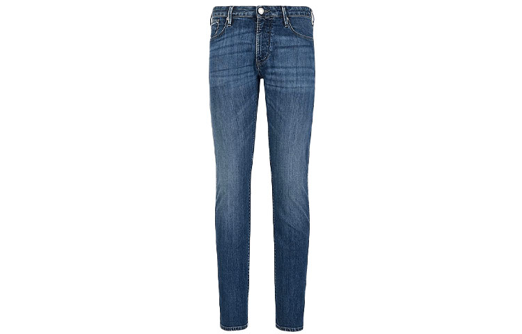 Джинсы Mid Rise с контрастной строчкой EMPORIO ARMANI, синие — фото 4
