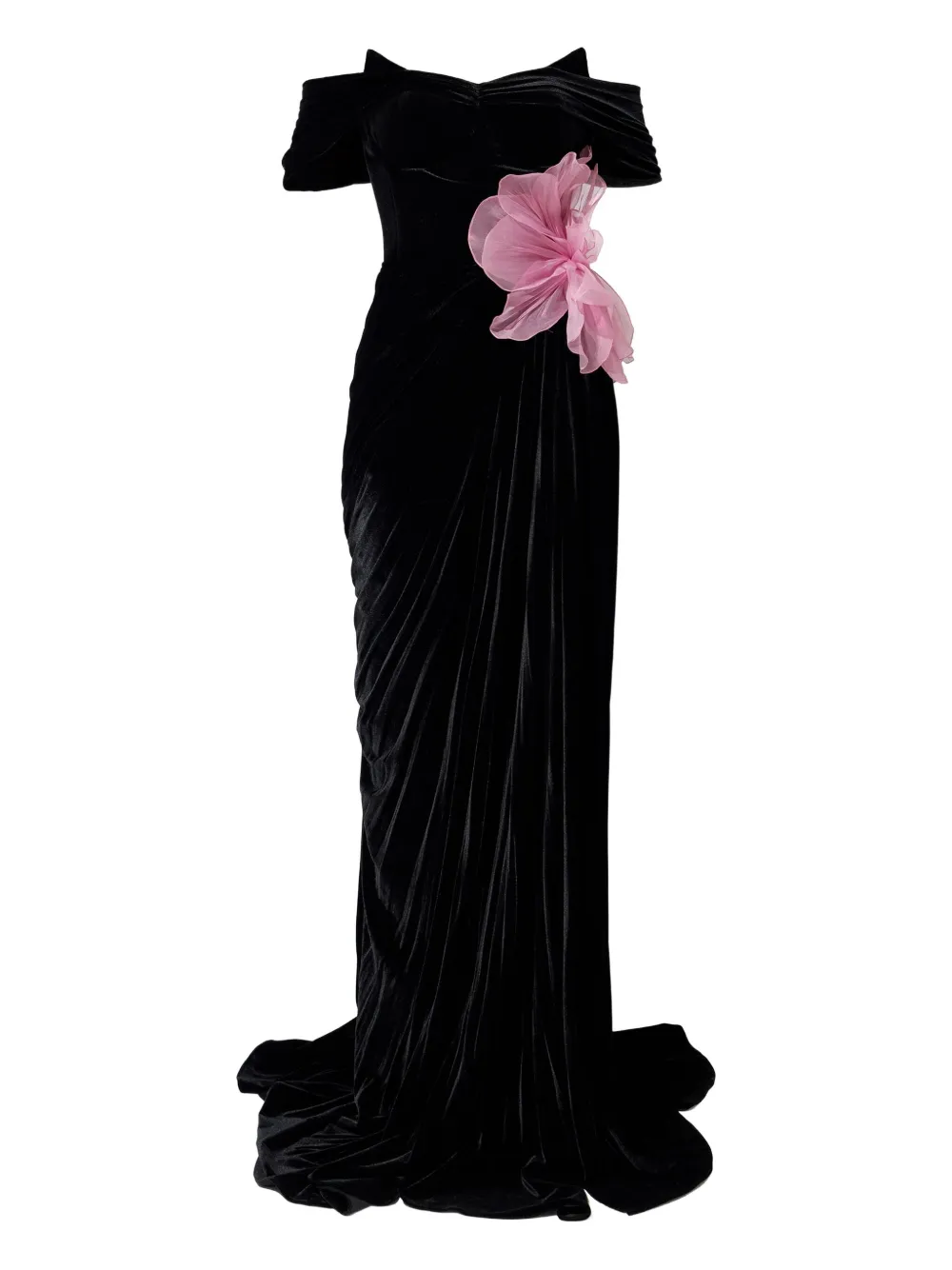 

Бархатное платье с открытыми плечами Iris Serban, черный