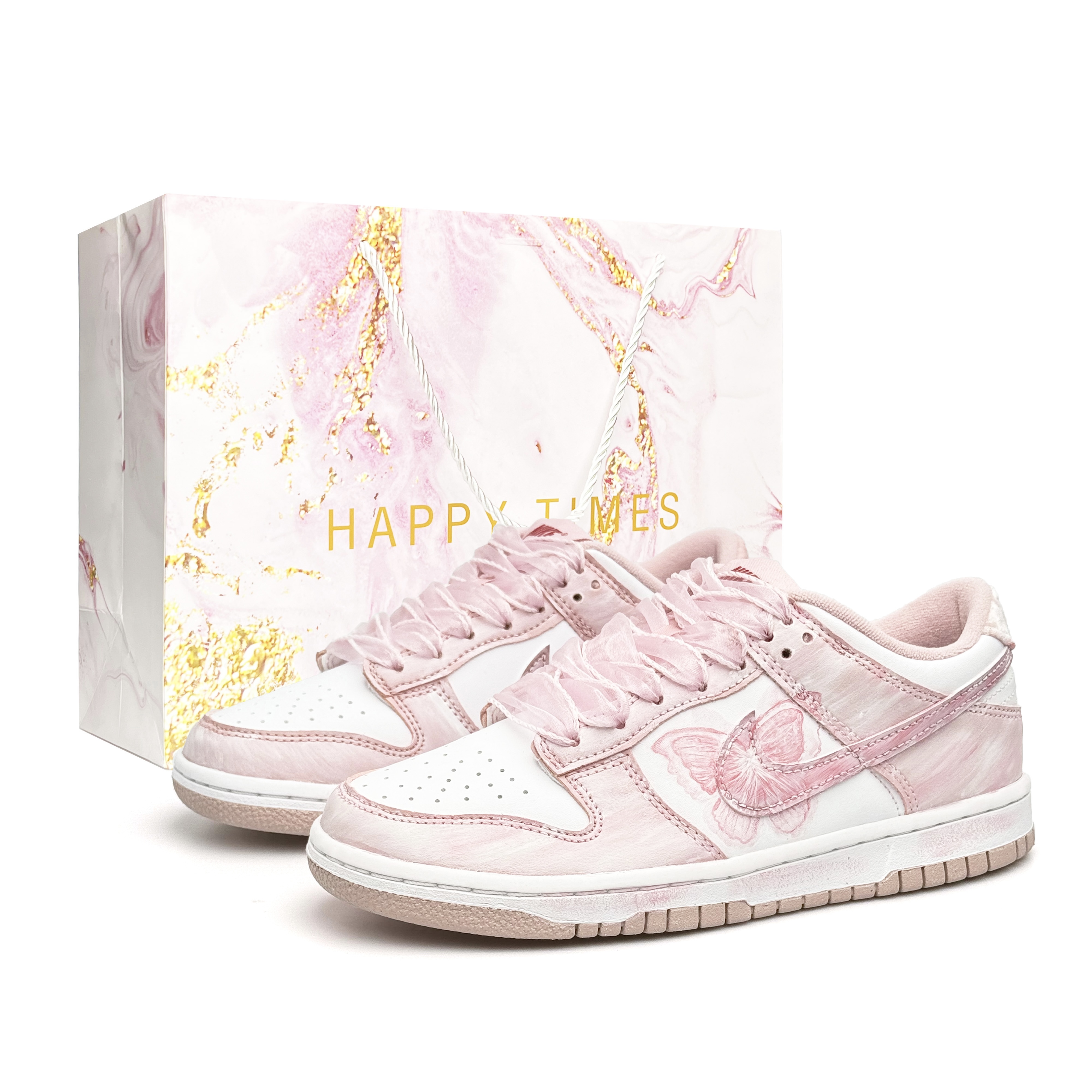 

Nike Детские кроссовки для скейтбординга Dunk Under The Moon And Flowers, розовые, для подростков