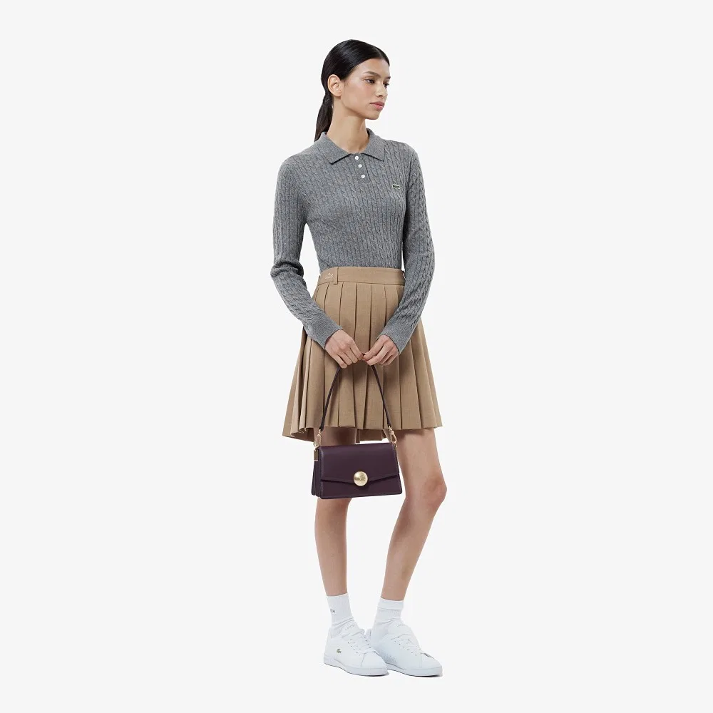 Свитер поло Lacoste, шерстяной, меланжевый серый — фото 4