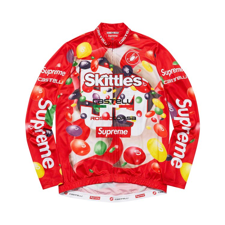 

Джерси Supreme x Skittles x Castelli Long-Sleeve Cycling Jersey Red, красный