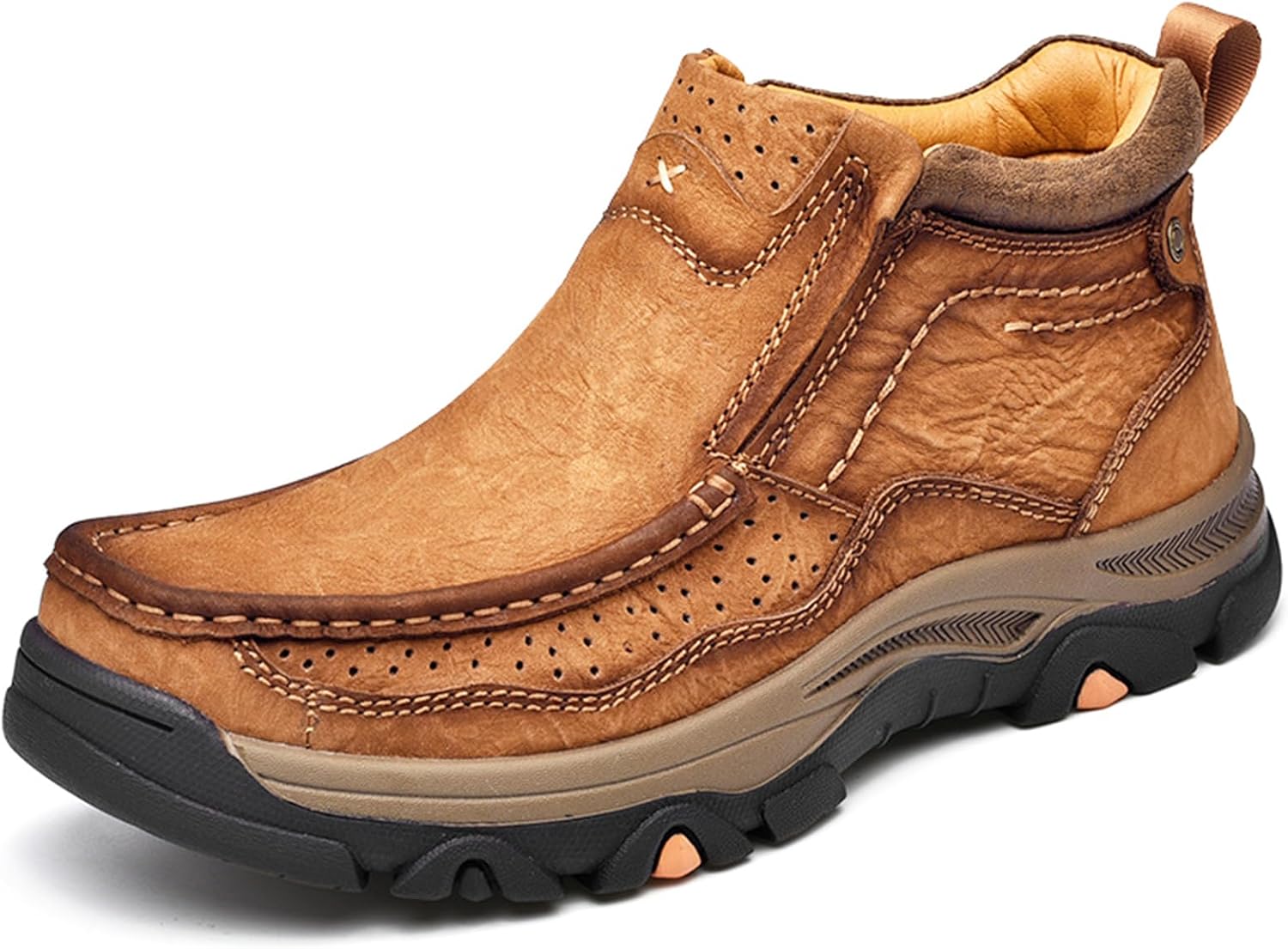 

Мужские слипоны с высоким голенищем из натуральной кожи, ретро-стиля, удобные, нескользящие ботинки-лоферы до щиколотки для прогулок на открытом воздухе, походов, кемпинга, вождения и работы, оксфорды Чукка Zeberfi, коричневый