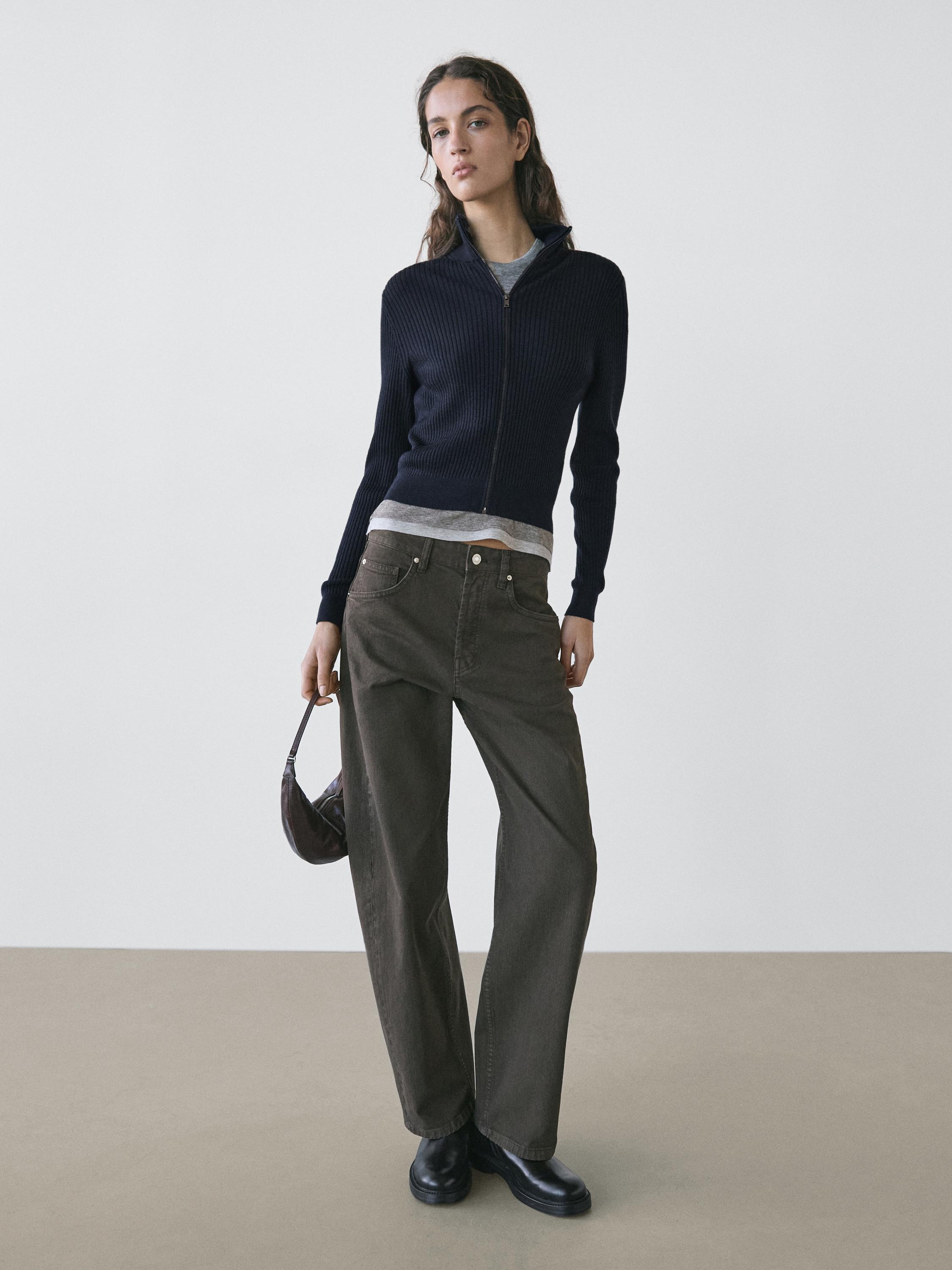 

Шерстяной кардиган на молнии Massimo Dutti, navy blue