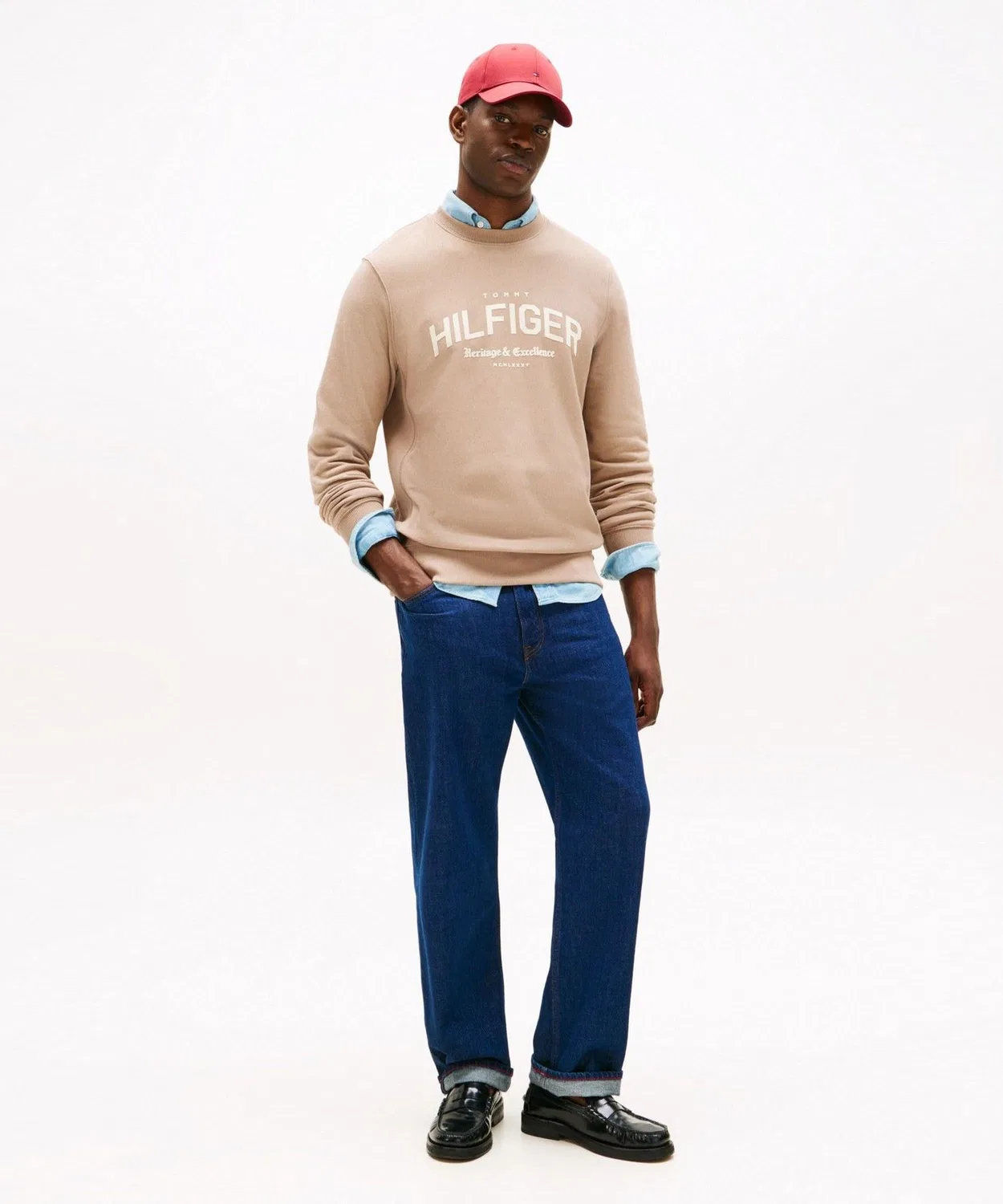 Свитшот с логотипом Tommy Hilfiger, хлопок, длинный рукав, цвет слоновой кости — фото 3