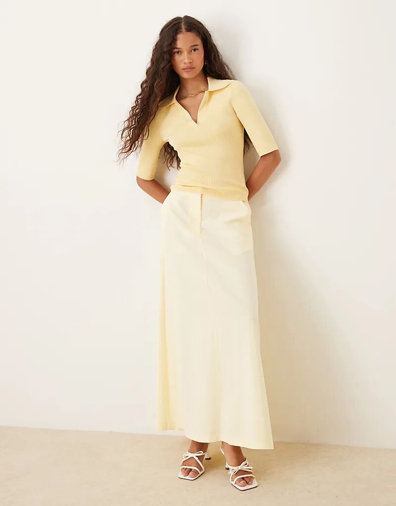 

Юбка макси ASOS DESIGN из льняной смеси цвета пахты