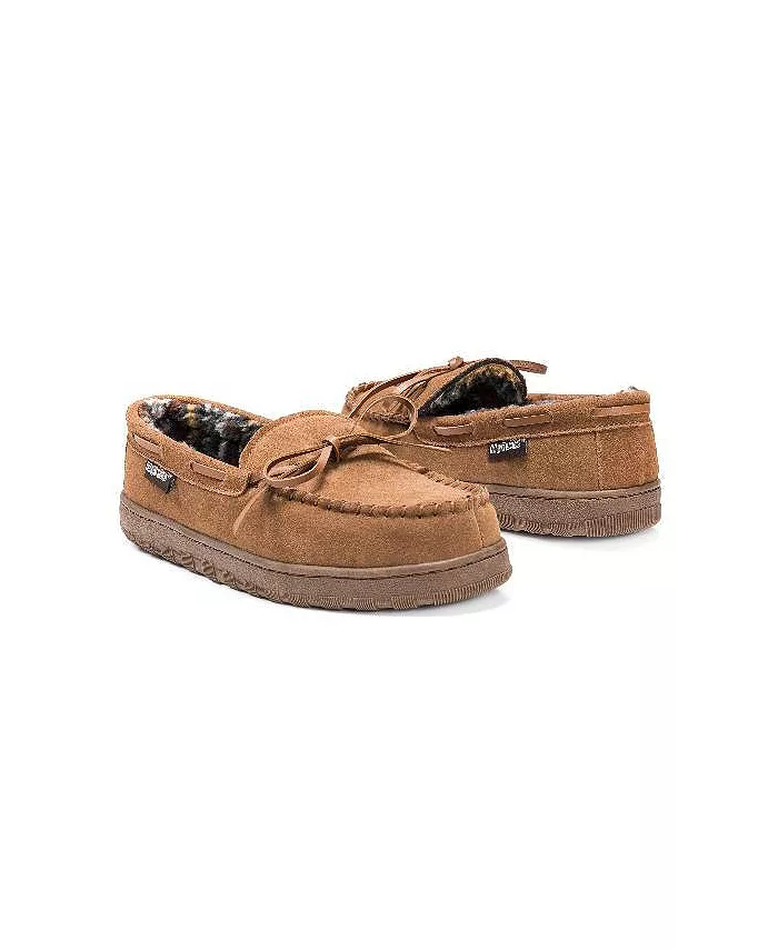 Мужские мокасины-тапочки Paul Printed из берберской замши MUK LUKS, коричневый/бежевый — фото 4