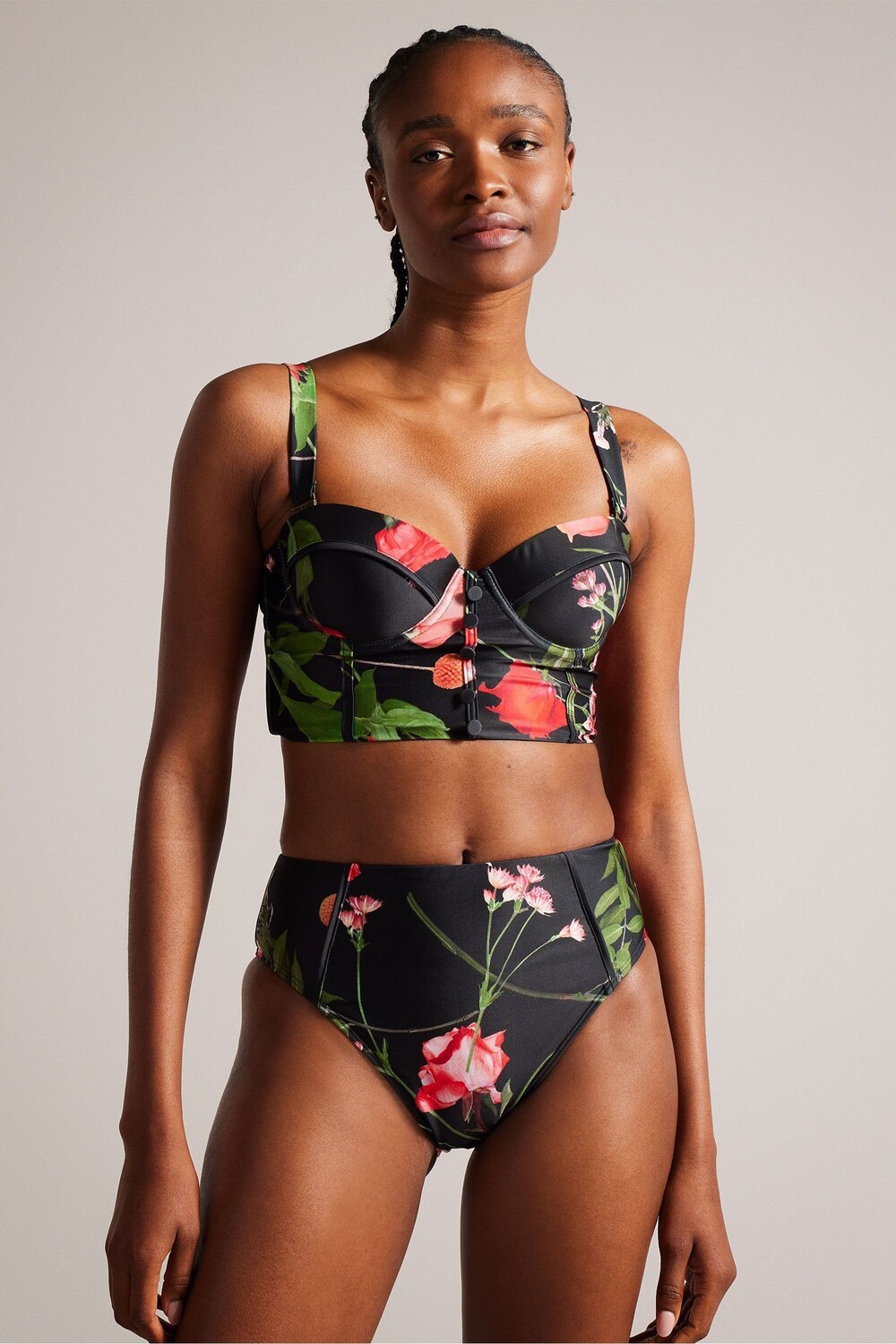 

Удлиненный лиф бикини lusiye с принтом Ted Baker, черный